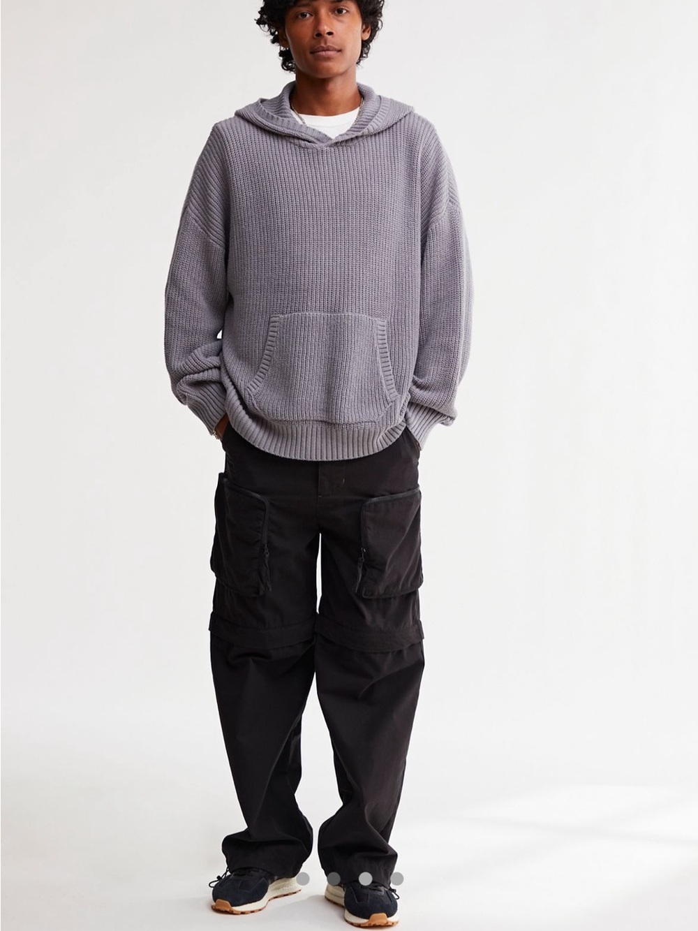 Urban Outfitters Men's Chunky Knit Hooded Sweater in Gray